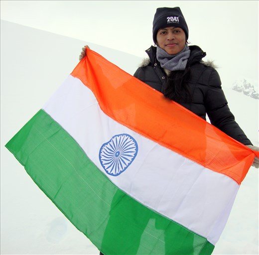 With the Indian tricolour on Antarctica