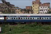 Approaching Kolkata the train traffic was backed up for miles, so we rolled into the sprawling metropolis slowly, alongside other trains. Here a man was leaning out the open berth door, waiting to jump off.: by djoshuajennings, Views[314]