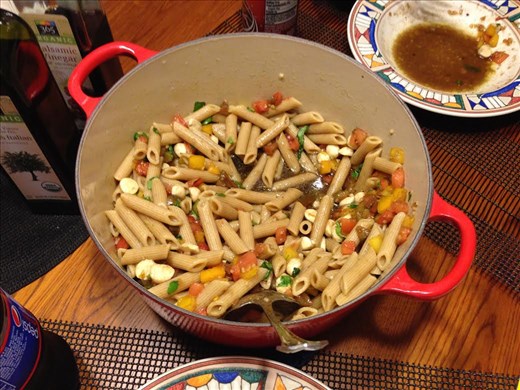 Pasta Caprese at its best - with heirloom tomatoes in season!