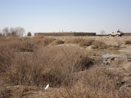 The Afghan home, which is called a qalat in native Pashto, is inspected by the local police.