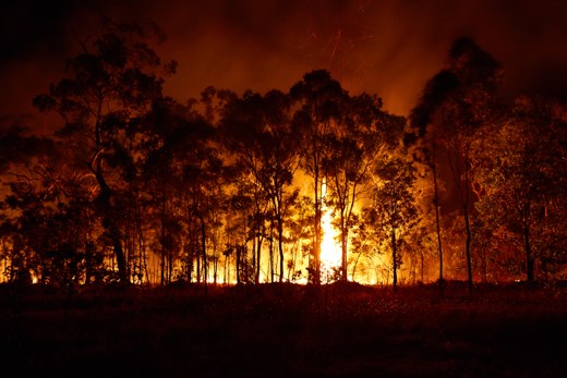 A bushfire at night in Northern Territory