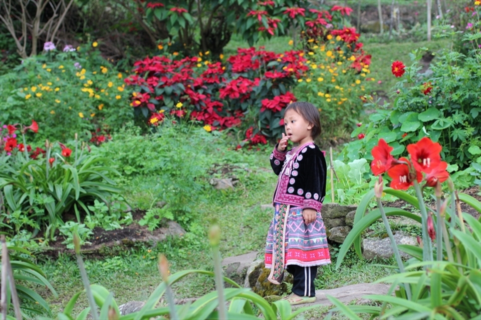 A typical hill tribe child, dressed in the traditional clothes.