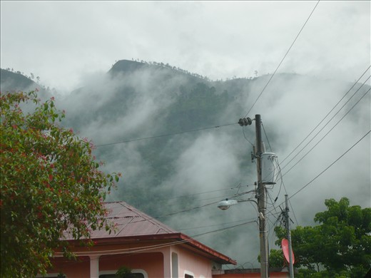 Mist covered mountains above Lanquin
