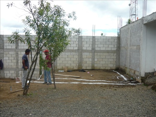 Laying the lines for the walls to be built.