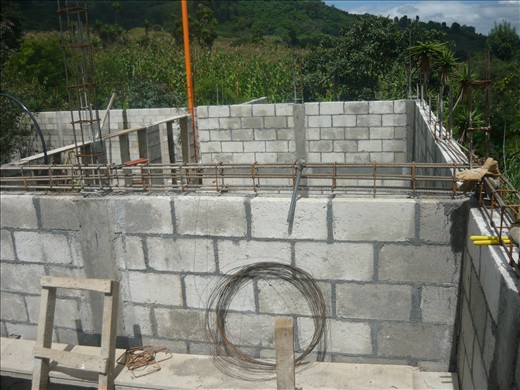 Scaffoldings are now needed to work on the walls and the windows are taking shape.