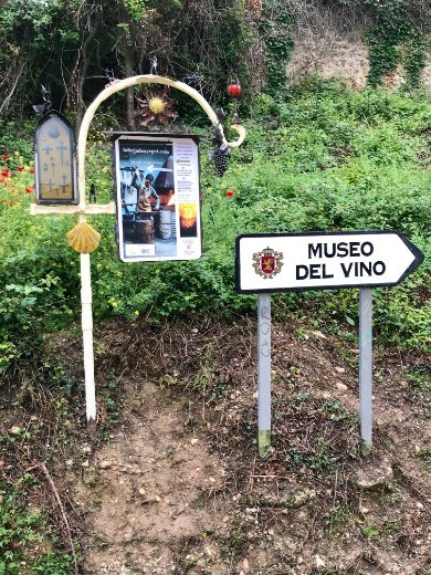 Wine fountain Monasterio de Irache sign