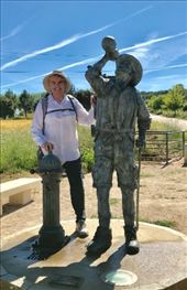 pilgrim drinking water statue San Justo de la Vega: by donna_jeff, Views[185]