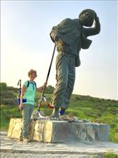 pilgrim statue on windy peak out of O Cebreiro DMS: by donna_jeff, Views[234]