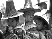 Boys jostle as they parade in line. Many others from the surrounding villages of Rebkong, in Qinghai Province (former Amdo Tibet), take part in this procession as way of penance to appease the surrounding Mountains.: by doss, Views[799]