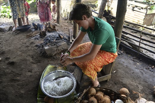 Shaving coconuts