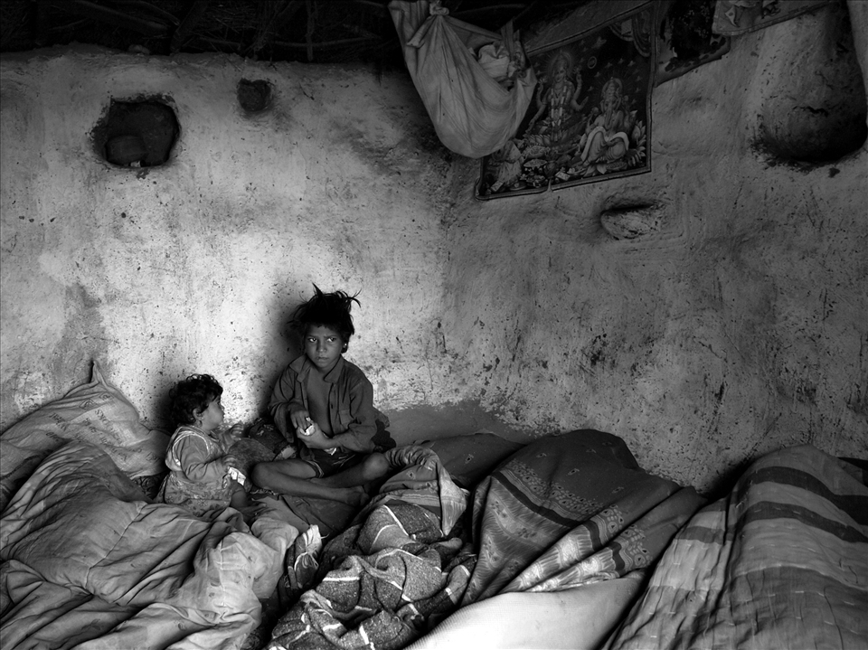 In the only room family shares, children wake up late.