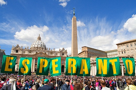 As the world visits Pope Ratezenberger's Easter Mass the Esperanto movement make there presence known to promote their language beliefs