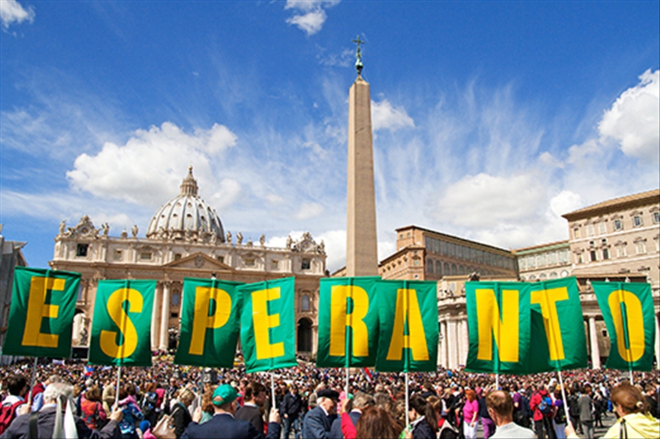 As the world visits Pope Ratezenberger's Easter Mass the Esperanto movement make there presence known to promote their language beliefs