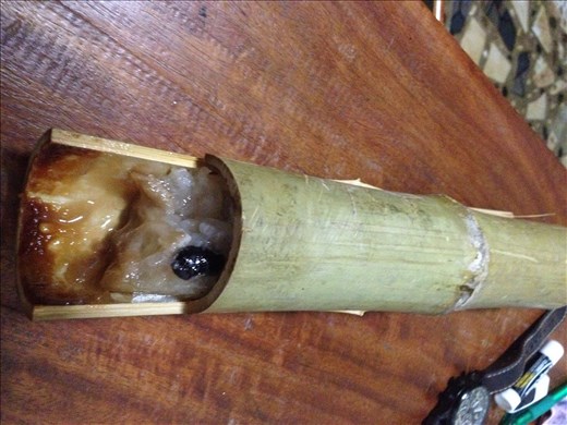 yummy sticky rice in bamboo shoot
