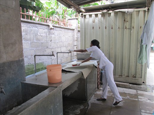 Nurse doing laundry 