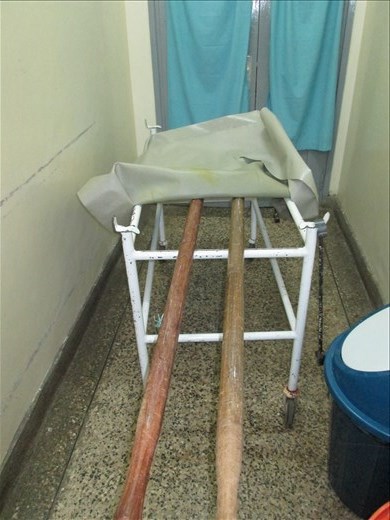 Trolley used to transport patients from theatre to the ward