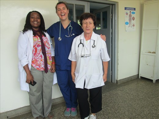 Lucy (Tanzanian medical student), myself and a Romanian paediatrician who has lived in Arusha since 1989.  