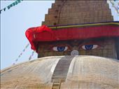The all seeing eye of the divine Buddha is always present, protecting and giving spiritual guidance to the people of Kathmandu at the Buddha Stupa temple.: by dsharpe, Views[482]