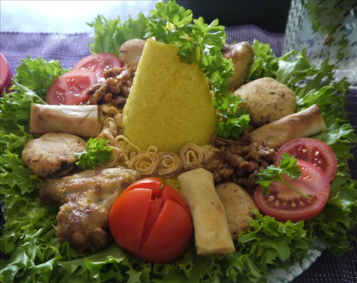 a plate of yellow rice cone