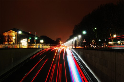 Long exposure photo taken on one of the bridges over Seine, Paris