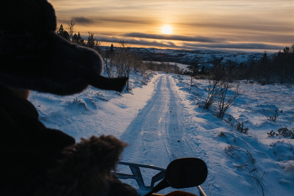 After a sled crash, Lars and I went out to repair the edges of one of the tracks