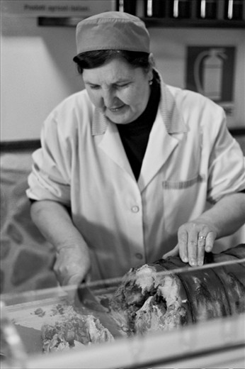 The food:  The Porchetta Lady in a small town outside of Vasto I visited on a culinary tour of that region (March, 2011, taken with B&W film on my Pentax K1000).