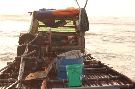 This tiny simple boat is the only way to earn a living for poor fisher families.