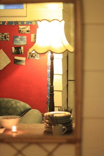 Art-deco standing lamp in the dining room. Art deco architecture can be found anywhere in Napier.  