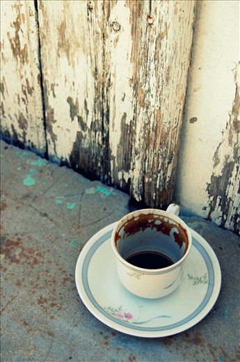 Greek coffee left on a doorstep in a mountain village