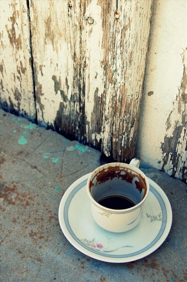 Greek coffee left on a doorstep in a mountain village