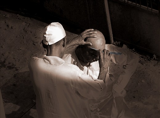 Unusual hair cut at Inidia