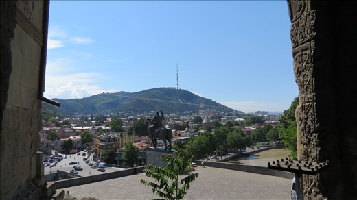 view from Metekhi church in the center of Tbilisi