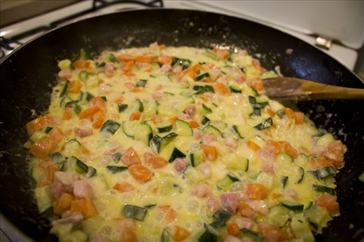 The cheese is melted and the filling is ready