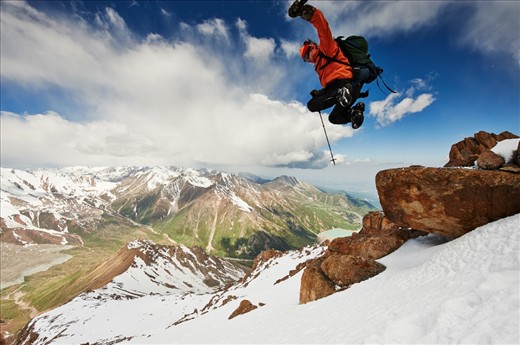 Alexander, who has a vast mountaineering experience, having fun on his way back to the camp. Weather is good once again.