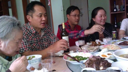 Mid-Autumn Festival Lunch, 30 Sept. 2012 - Gloria's father, her cousin, and her cousin's husband