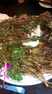 29 September, Dinner - Fish hidden in green onions.  The onions are crispy and the fish is tender.: by emacinat, Views[290]