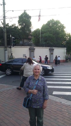 Ebeth in front of the American Consulate - a sneak shot