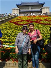 Ebeth and Gloria at the Sun Yatsen Mausoleum; note that the flowers are in pots: by emacinat, Views[324]