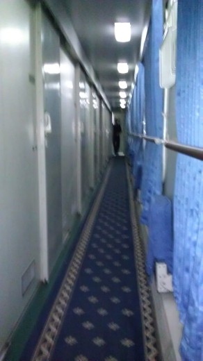 Hallway of our car on the overnight train to Kunming