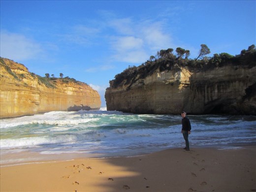 Junior in Loch Ard Gorge, where the ship survivors were beached.