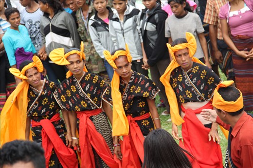 The dancer are ready to starting the opening dance at Pasola ceremony 