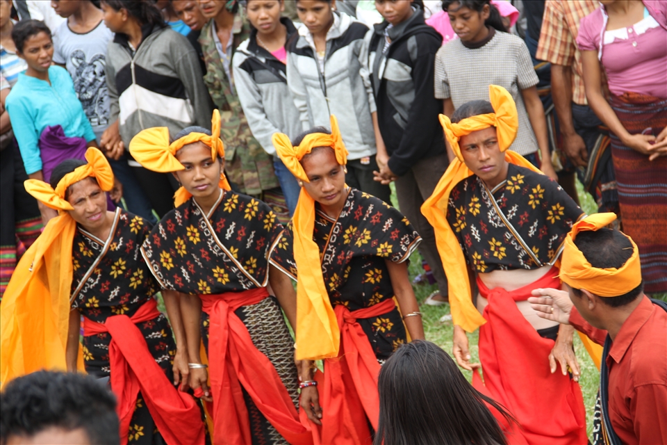 The dancer are ready to starting the opening dance at Pasola ceremony 
