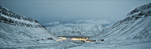 Landscape of Longyearbyen, Svalbard at noon. So close to Polar Bears.