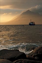 This photograph shows another angle on the Cuillin hills this time from the south at Elgol on the Isle of Skye. Many of these west coast villages are similar and the main industries are fishing and tourism. This trawler is causing controversy amongst local fishermen and marine biologists due to the method of fishing involved. Many are concerned about the state of the fisheries and the sea bed.: by eol, Views[294]