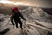 This photograph of a winter mountaineer on the ridge of Liathach (an impressive mountain just north of Applecross) represents some of what the tourist industry is about in the small communities on the west coast. The human impact is negligible and red deer, a golden eagle and countless other species were sighted very close by on the ascent.: by eol, Views[436]