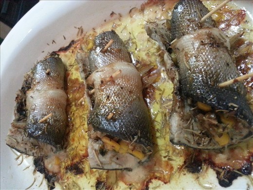 Milkfish fillets after baking