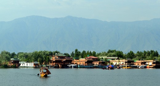 Dal Lake with House Boats and Shikara on it in Srinagar.