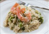 Closeup of Asparagus Risotto with Pan-Seared Shrimp: by eugenekim, Views[349]