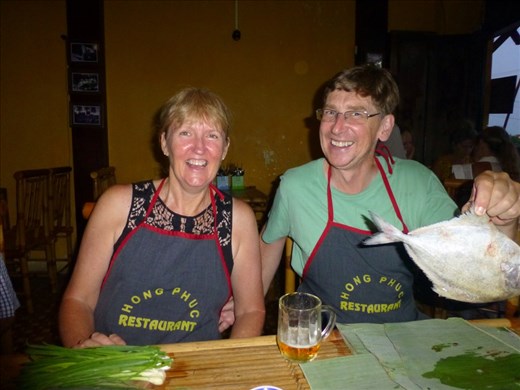 Cooking class with a 'bird' fish - sort of like a sweep
