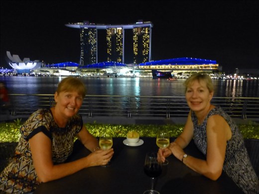 Andy & I with a nice glass and our accommodation in the background